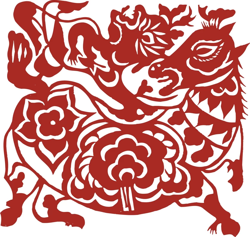 中国风中式传统喜庆民俗人物动物窗花剪纸插画边框AI矢量PNG素材【270】